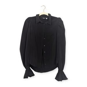 ASOS Design Curve Black Volume Sleeved Ruffle Cuffs Soft Shirt